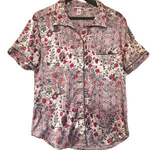 Victoria's Secret Floral Button Down Shirt - Red, Green, White